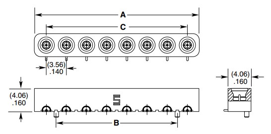 Mechanical Drawing - Samtec GPPB Magnum RF™ Ganged Connectors
